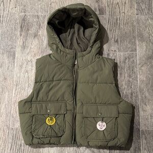 H&M Olive Green Hooded Puffer Vest